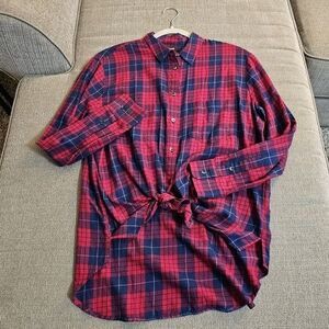 Madewell Edina Boyfriend Red Blue Plaid Button Casual Top Shirt Size Small